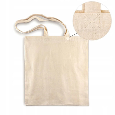 Baumwolltasche Ecru mit langem Griff, 38 x 42 cm