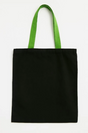 Baumwolltasche Schwarz mit hellgrünem Griff 38 x 42 cm 280 g