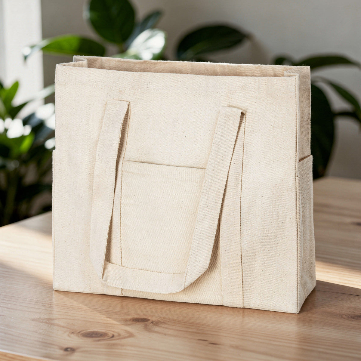 Baumwolltasche 38 x 10 x 10 x 35 cm, 320 g/m², natur, mit Innentasche