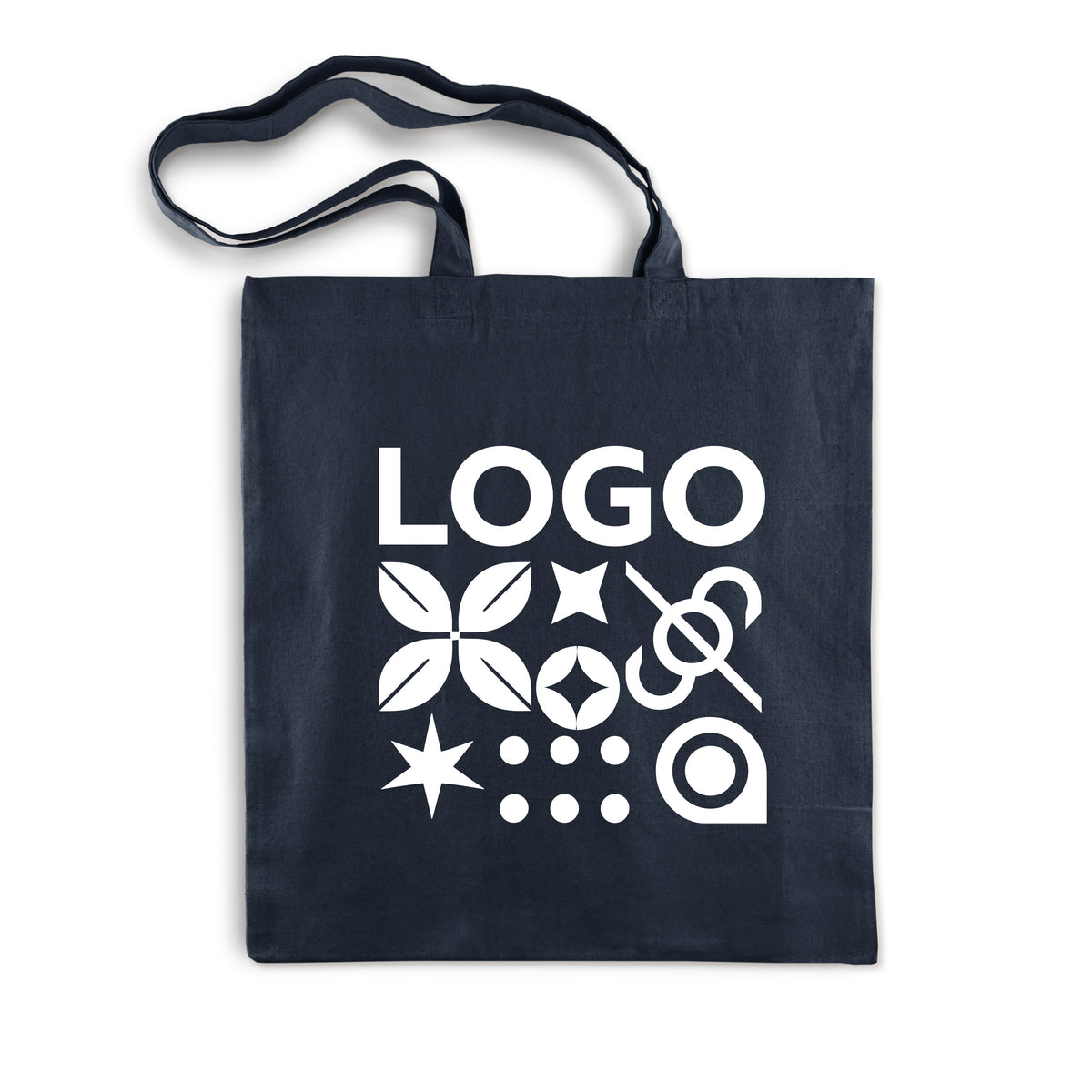 Bedruckte Baumwolltasche 380 × 420 mm, Marineblau [mat:mat-tasche-70:380x420:GR]