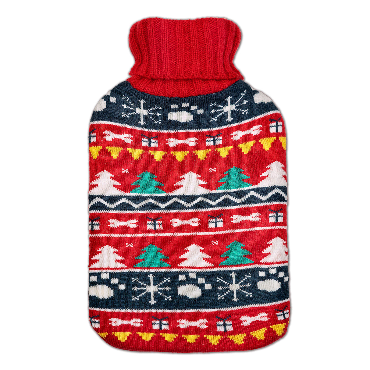 Wärmflaschenwärmer ROT Weihnachtsmuster