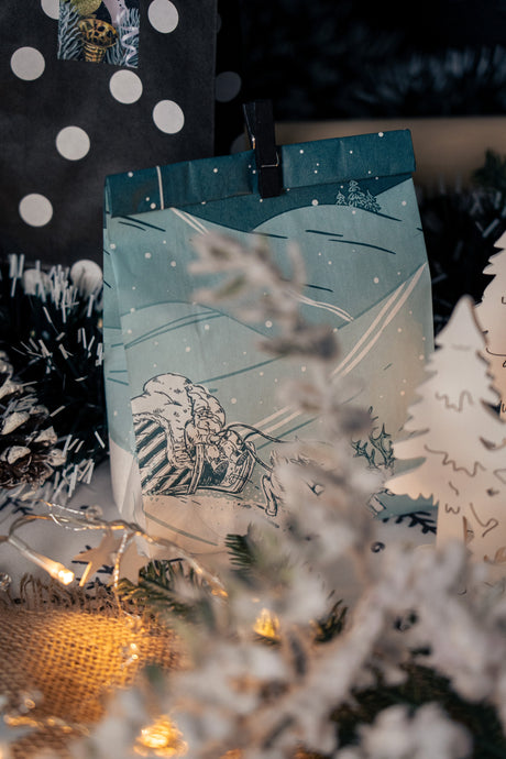 Weihnachts-Papiertüten 120x50x220mm Weihnachtsbaum 10St.