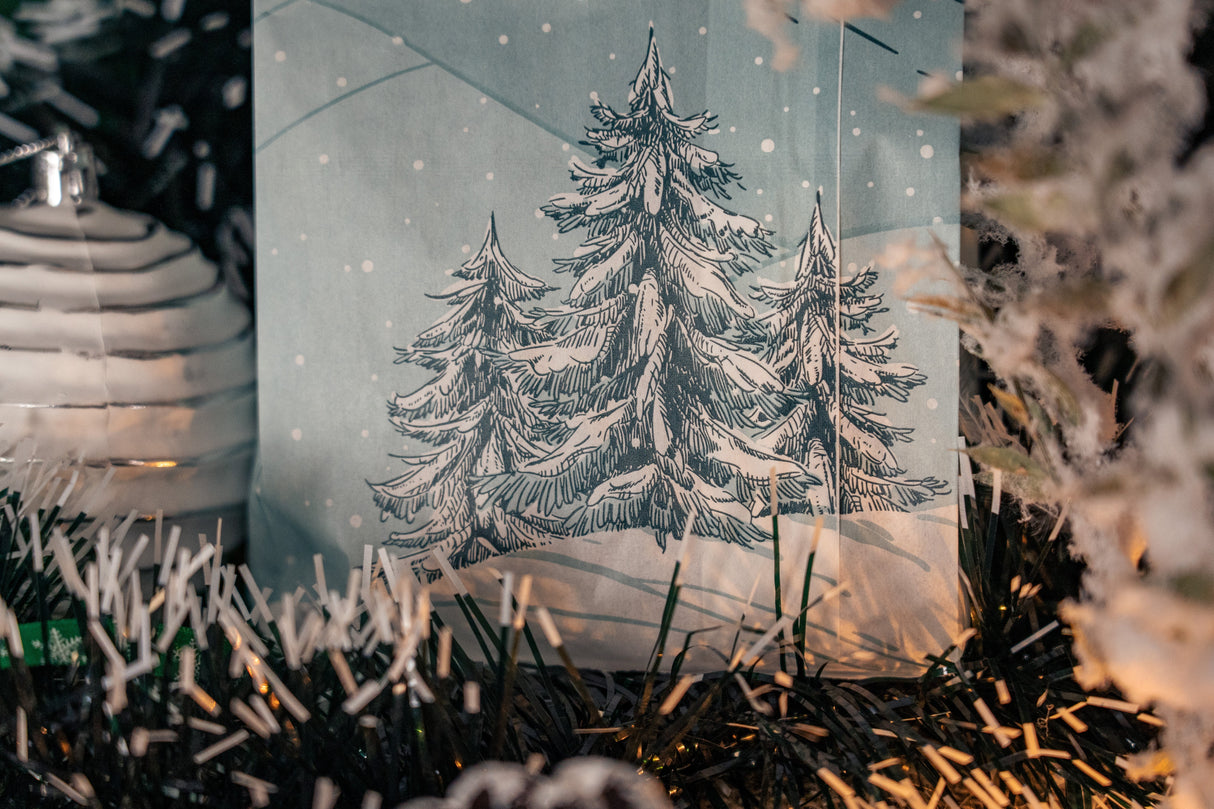 Weihnachts-Papiertüten 120x50x220mm Weihnachtsbaum 10St.