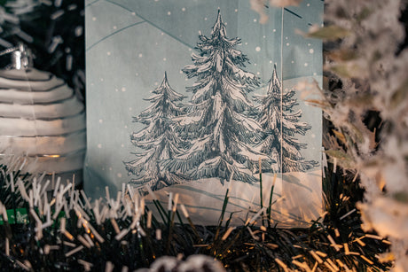 Weihnachts-Blockbodenbeutel 12+5x22 cm, Tannenbaum, 25 Stück