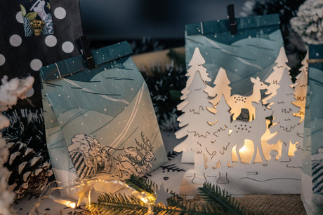 Weihnachts-Papiertüten 120x50x220mm Weihnachtsbaum 10St.