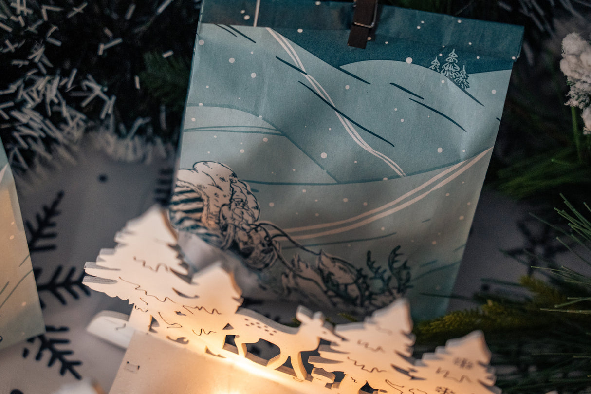 Weihnachts-Papiertüten 120x50x220mm Weihnachtsbaum 10St.