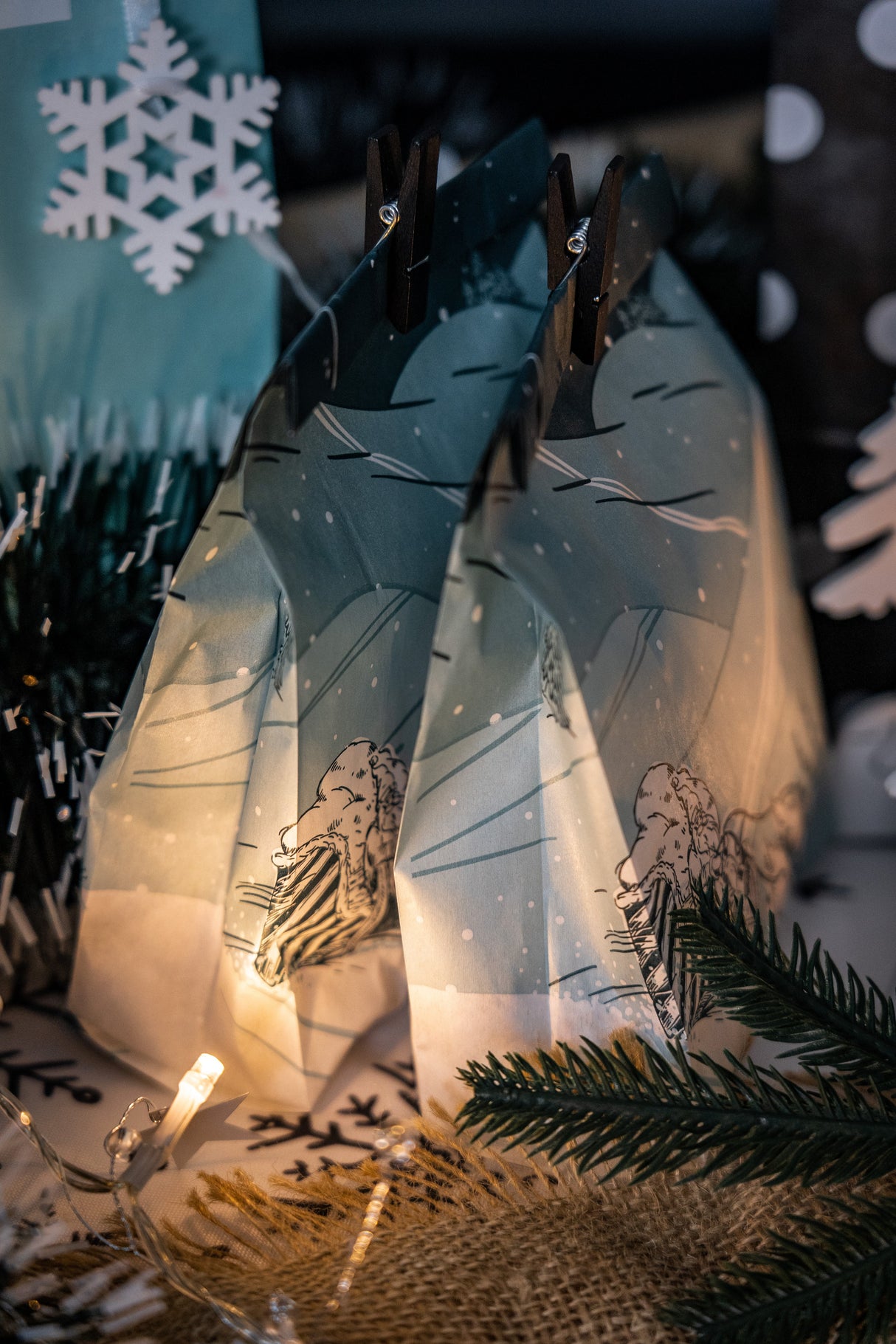 Weihnachts-Papiertüten 120x50x220mm Weihnachtsbaum 10St.