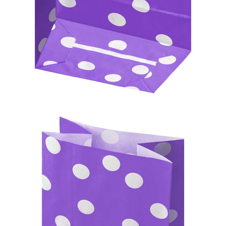 Papiertüten 10x7x28 cm mit Tupfen - Violett - 10 Stück