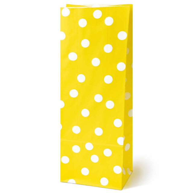 Blockbodenbeutel 11+7x28 cm, 70 g/m², gelb, mit Punkten, 10 Stück