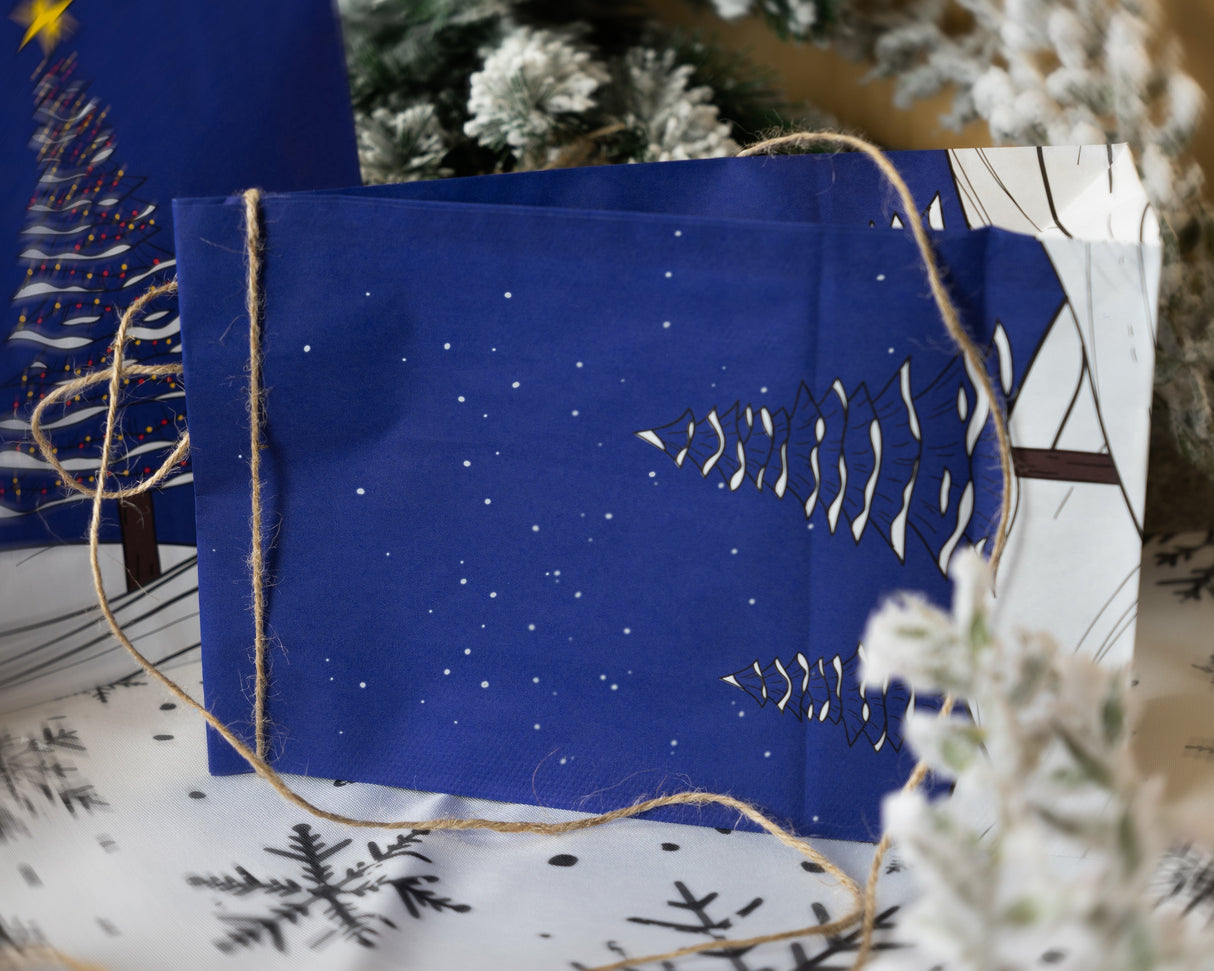 Weihnachtspapiertüte 160x80x270mm Weihnachtsbaum
