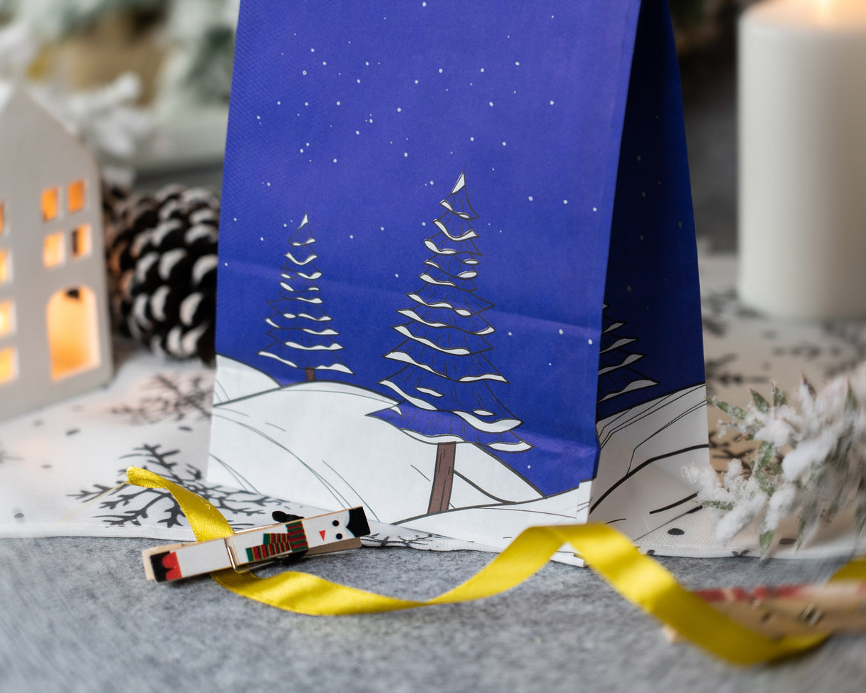 Weihnachtspapiertüte 160x80x270mm Weihnachtsbaum