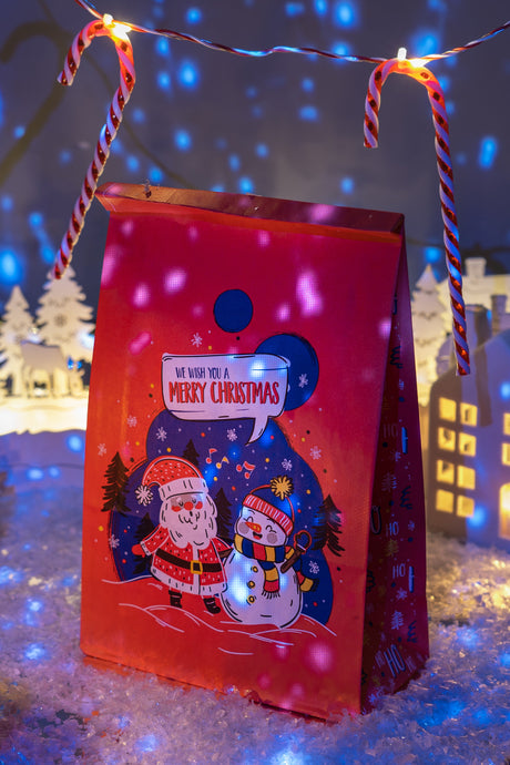 Wir wünschen Ihnen frohe Weihnachten rote Papiertüte 160x80x270mm