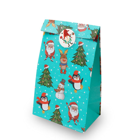 Papiertüte 210x80x15mm Weihnachtsmuster 4St.