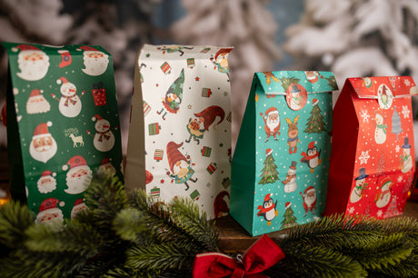 Papiertüte 210x80x15mm Weihnachtsmuster 4St.