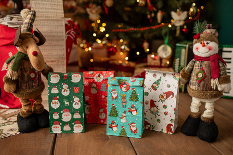 Papiertüte 210x80x15mm Weihnachtsmuster 4St.