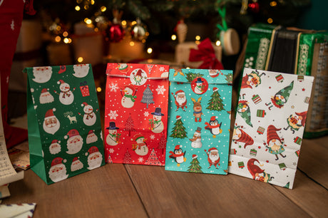 Papiertüte 210x80x15mm Weihnachtsmuster 4St.