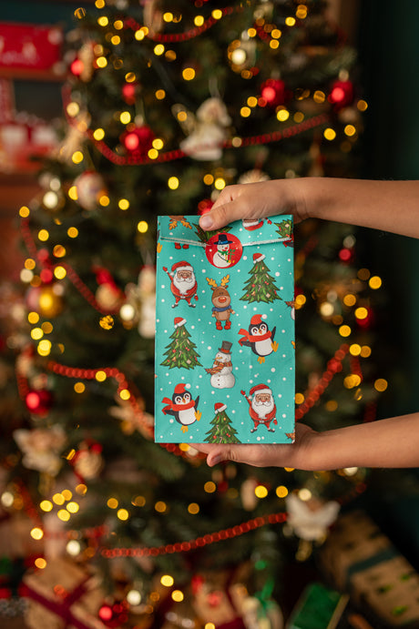 Papiertüte 210x80x15mm Weihnachtsmuster 4St.