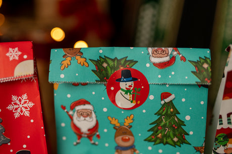 Papiertüte 210x80x15mm Weihnachtsmuster 4St.