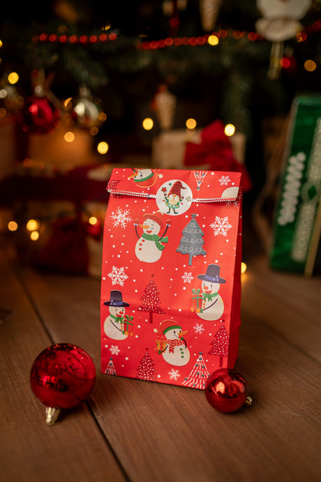 Papiertüte 210x80x15mm Weihnachtsmuster 4St.