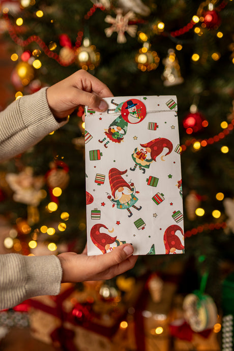 Papiertüte 210x80x15mm Weihnachtsmuster 4St.