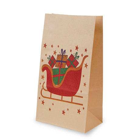 Papiertüte 240x80x13mm braun Weihnachtsmuster 4St.
