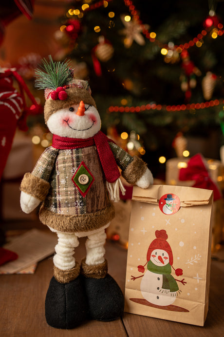 Papiertüte 240x80x13mm braun Weihnachtsmuster 4St.