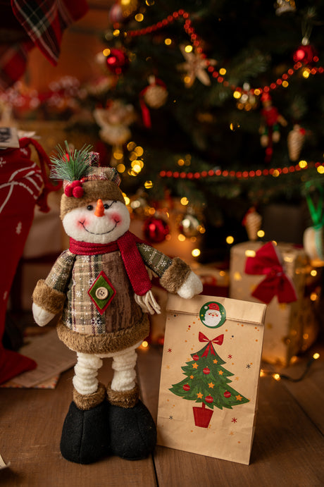 Papiertüte 240x80x13mm braun Weihnachtsmuster 4St.