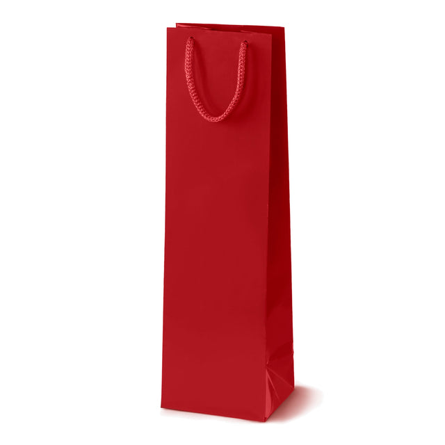 Laminierte Papiertragetasche mit PP-Kordel 11+9x40 cm, 170 g/m², rot