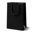 Laminierte Papiertragetasche mit PP-Kordel 24+9x32 cm, 170 g/m², schwarz