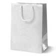 Laminierte Papiertragetasche mit PP-Kordel 30+10x40 cm, 170 g/m², weiß