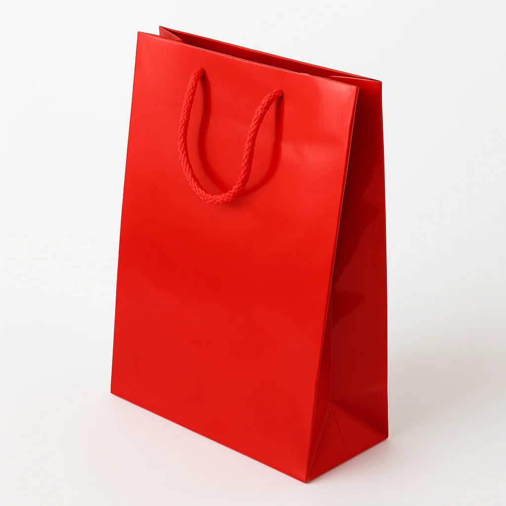 Borsa laminata con manico a coulisse rossa 240x90x320mm