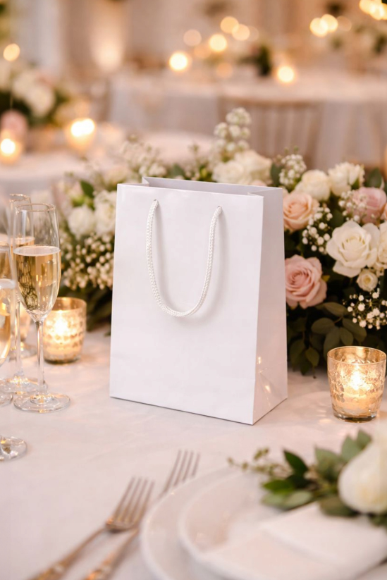 Laminierte Papiertüten Weiß 170x70x210 mm 190 g/m² 5 Stück