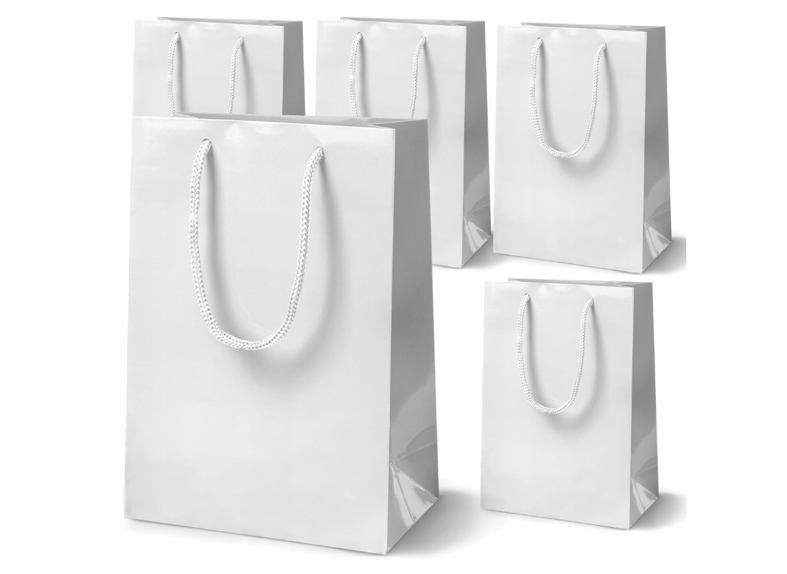 Laminierte Papiertüten Weiß 170x70x210 mm 190 g/m² 5 Stück