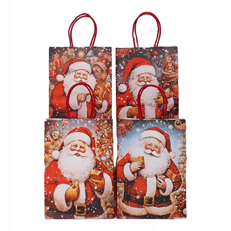 Papiertüte mit gedrehtem Henkel 270x110x210mm braun Weihnachtsmann 4St.