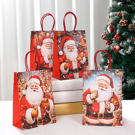 Papiertüte mit gedrehtem Henkel 270x110x210mm braun Weihnachtsmann 4St.