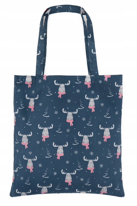 Polyestertasche 380x420mm weißes Rentier auf blauem Grund