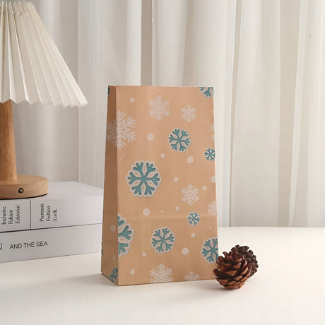 Papiertüte 240x80x13mm braun Weihnachtsmuster 4St.