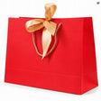 Laminierte Geschenktüte 32+11x25 cm mit goldener Schleife, rot, 5 Stück