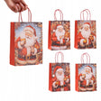 Papiertüte mit gedrehtem Henkel 210x80x150mm braun Weihnachtsmann 4St.
