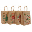 Papiertüte mit gedrehtem Henkel 270x110x210mm braun Weihnachtsmuster 4St.