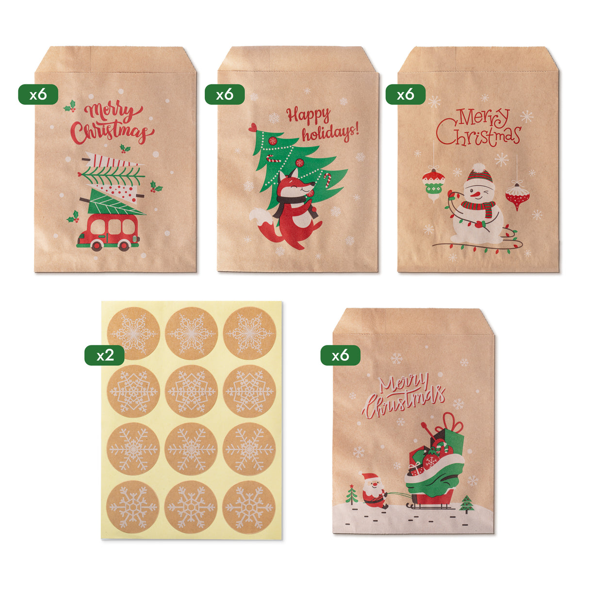 Papier-Adventskalender 130x180mm Kraft mit Aufklebern