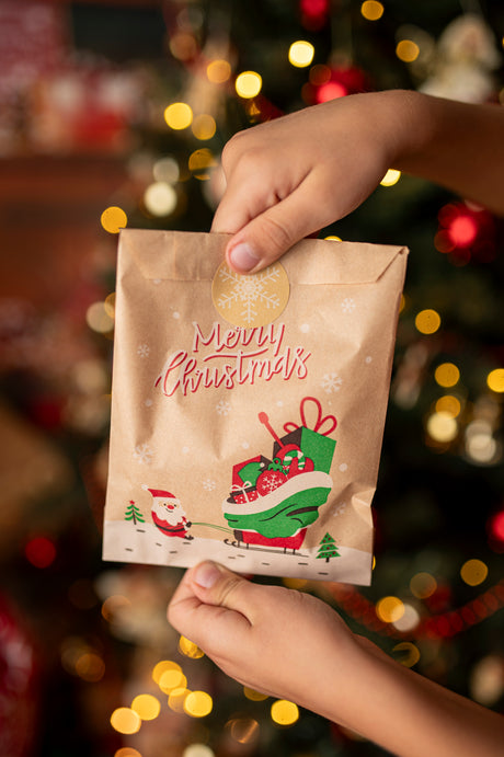 Papier-Adventskalender 130x180mm Kraft mit Aufklebern