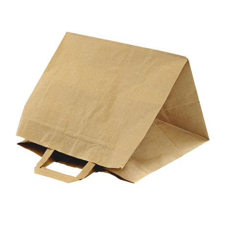 Papiertragetasche mit Flachhenkel 32+22x24,5 cm, 70 g/m², braun