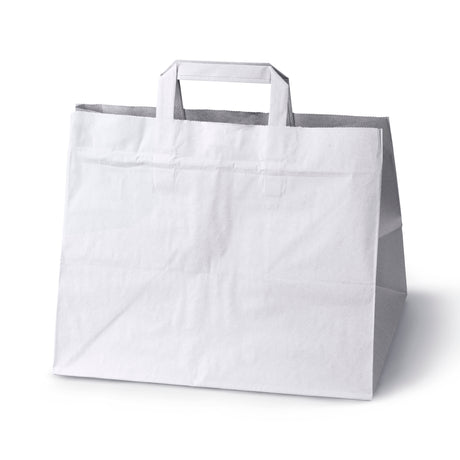 Papiertüte mit flachem Griff 320x220x245mm Weiß