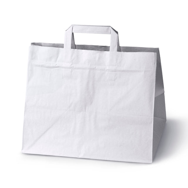 Papiertüte mit flachem Griff 320x220x245mm Weiß