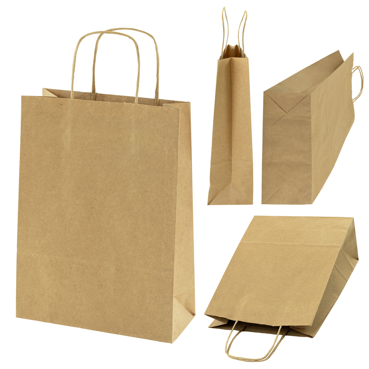 Papiertüte mit gedrehtem Griff 240x100x320mm Braun