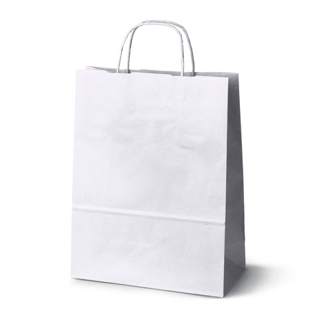 Papiertüte mit gedrehtem Griff 240x100x320mm Weiß