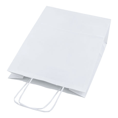 Papiertüte mit gedrehtem Tragegriff, 240 × 100 × 320 mm – Weiß