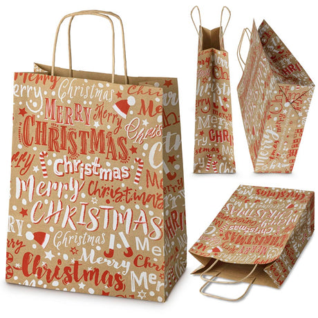 Weihnachtspapiertüte 240x100x320mm Frohe Weihnachten