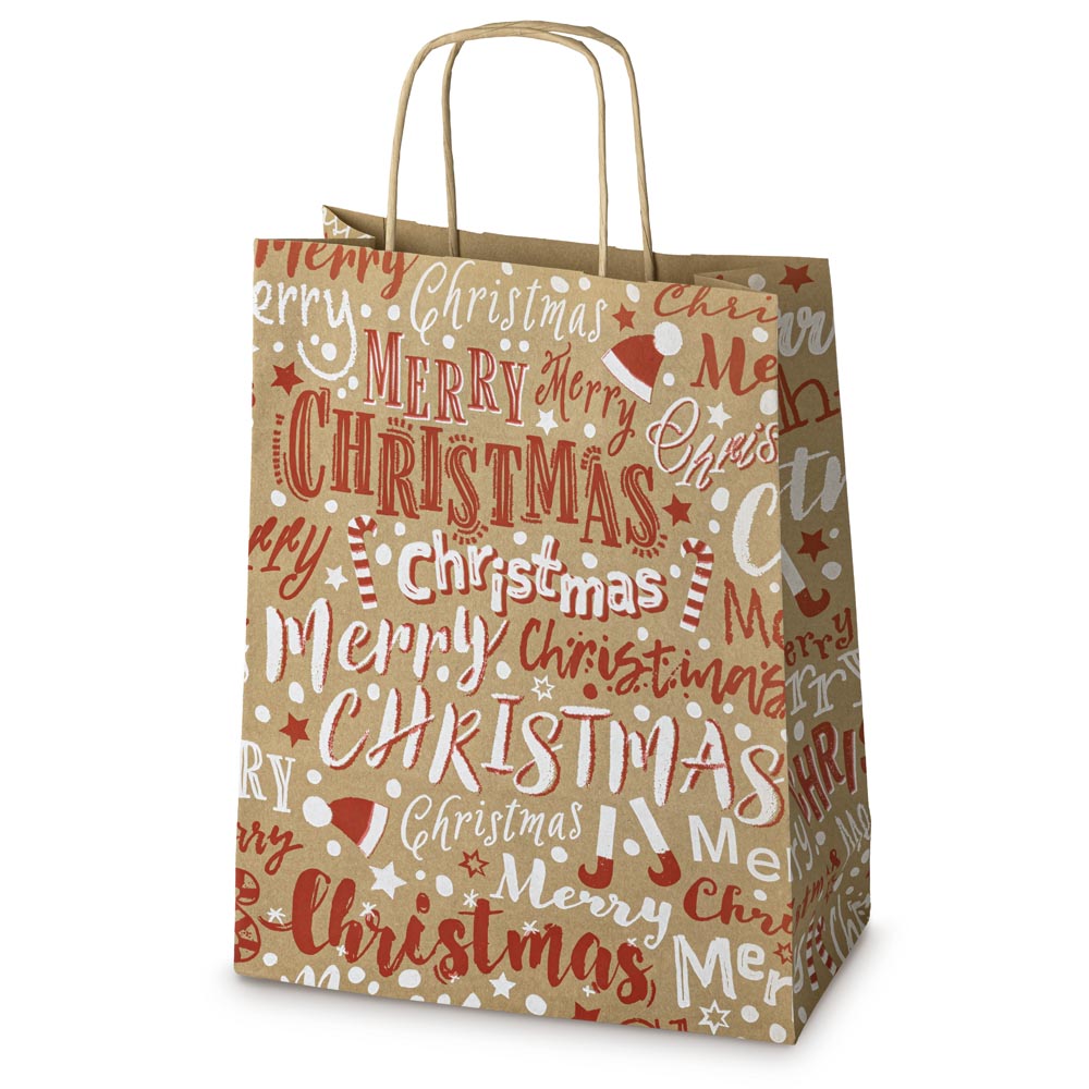 Weihnachtspapiertüte 240x100x320mm Frohe Weihnachten